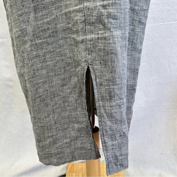 Vintage 80s linen lagenlook midi shift oversized dress houndstooth size small - Picture 13 of 16